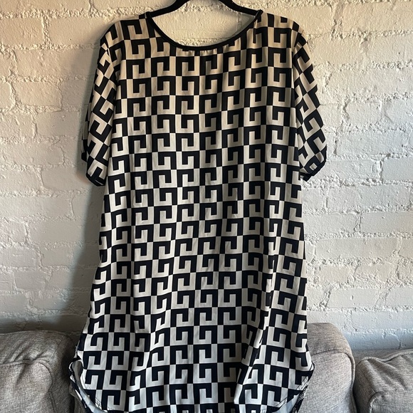 Boohoo monochrome black and white woven shift dress sz 14 - Picture 4 of 10
